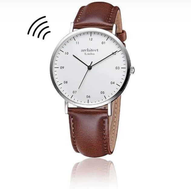 Contactless Payment Watch - Men's Architect Zephyr + Walnut Strap + Modern Font Engraving