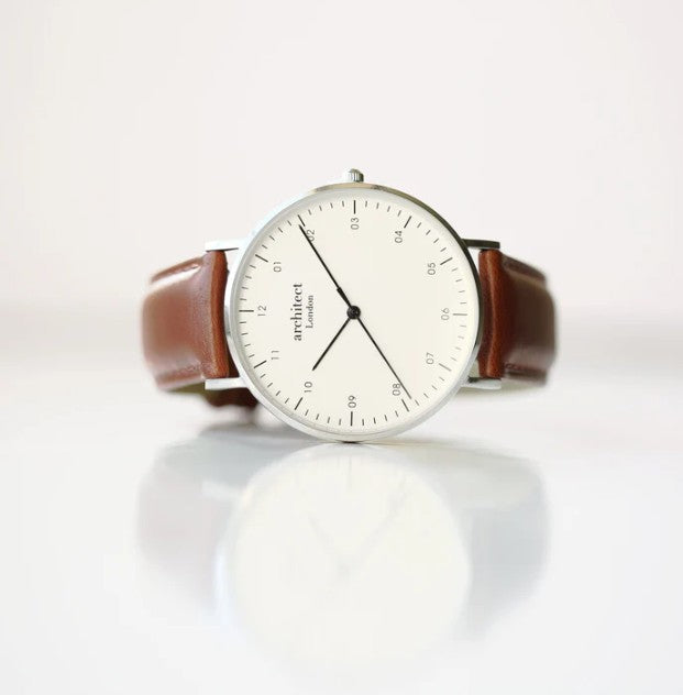 Contactless Payment Watch - Men's Architect Zephyr + Walnut Strap + Modern Font Engraving