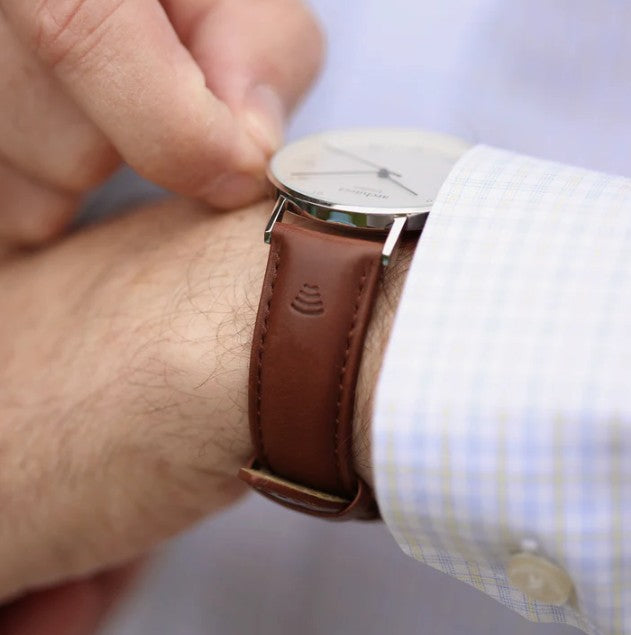 Contactless Payment Watch - Men's Architect Zephyr + Walnut Strap + Modern Font Engraving