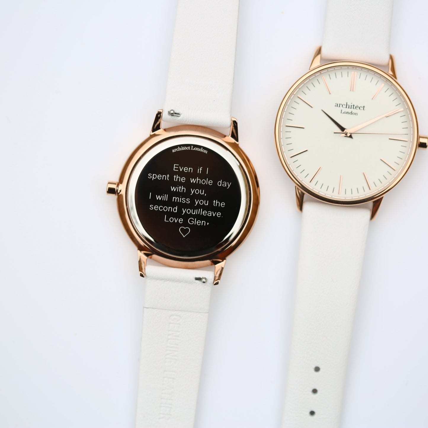 Ladies ArchitÄ“ct Blanc - Modern Font Engraving + White Strap - Wear We Met