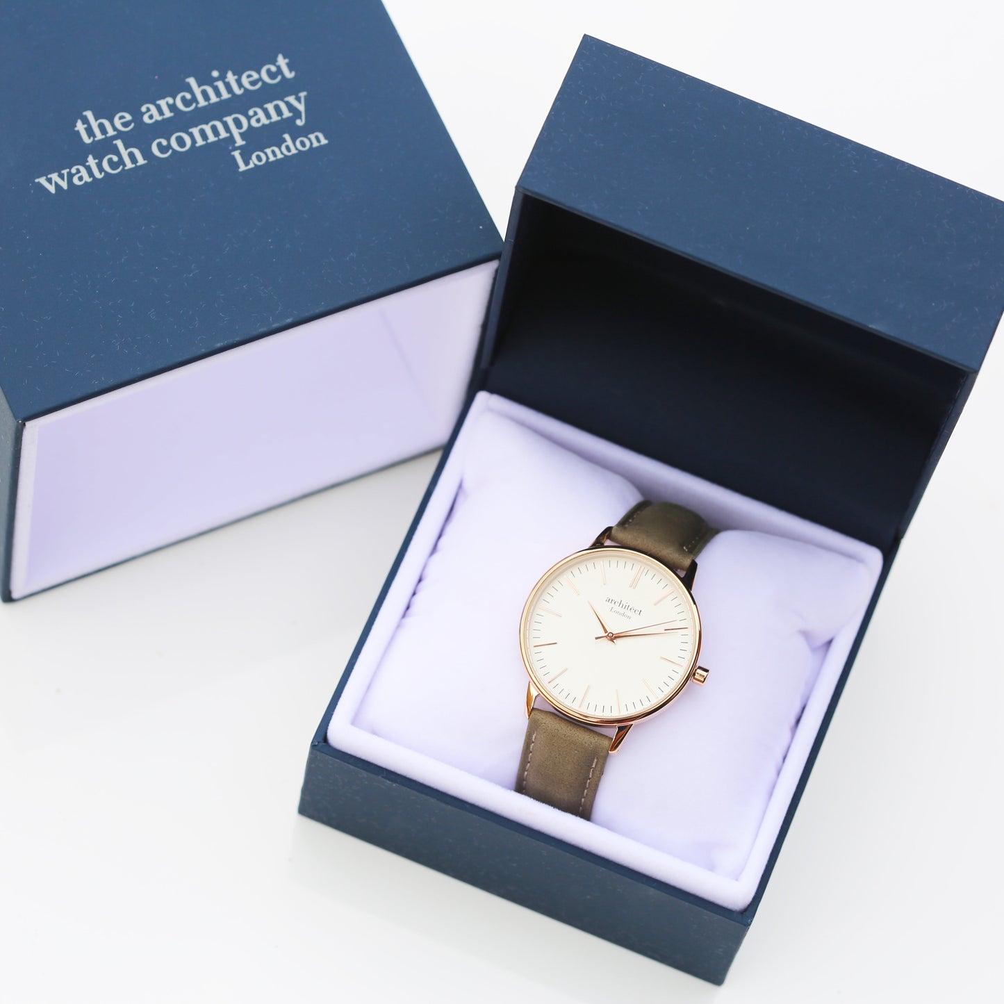 Ladies ArchitÄ“ct Blanc - Handwriting Engraving + Light Grey Strap - Wear We Met