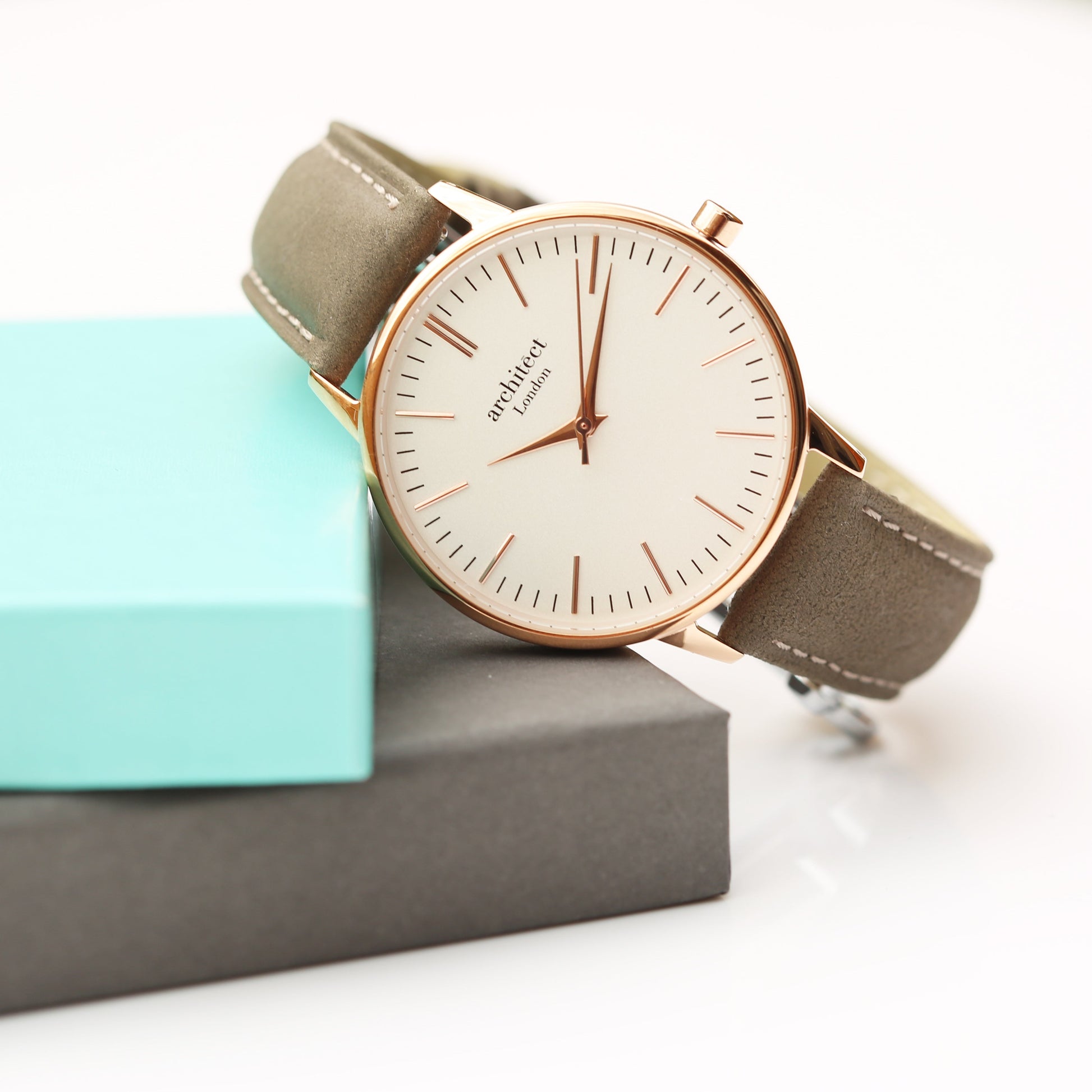 Ladies ArchitÄ“ct Blanc - Handwriting Engraving + Light Grey Strap - Wear We Met