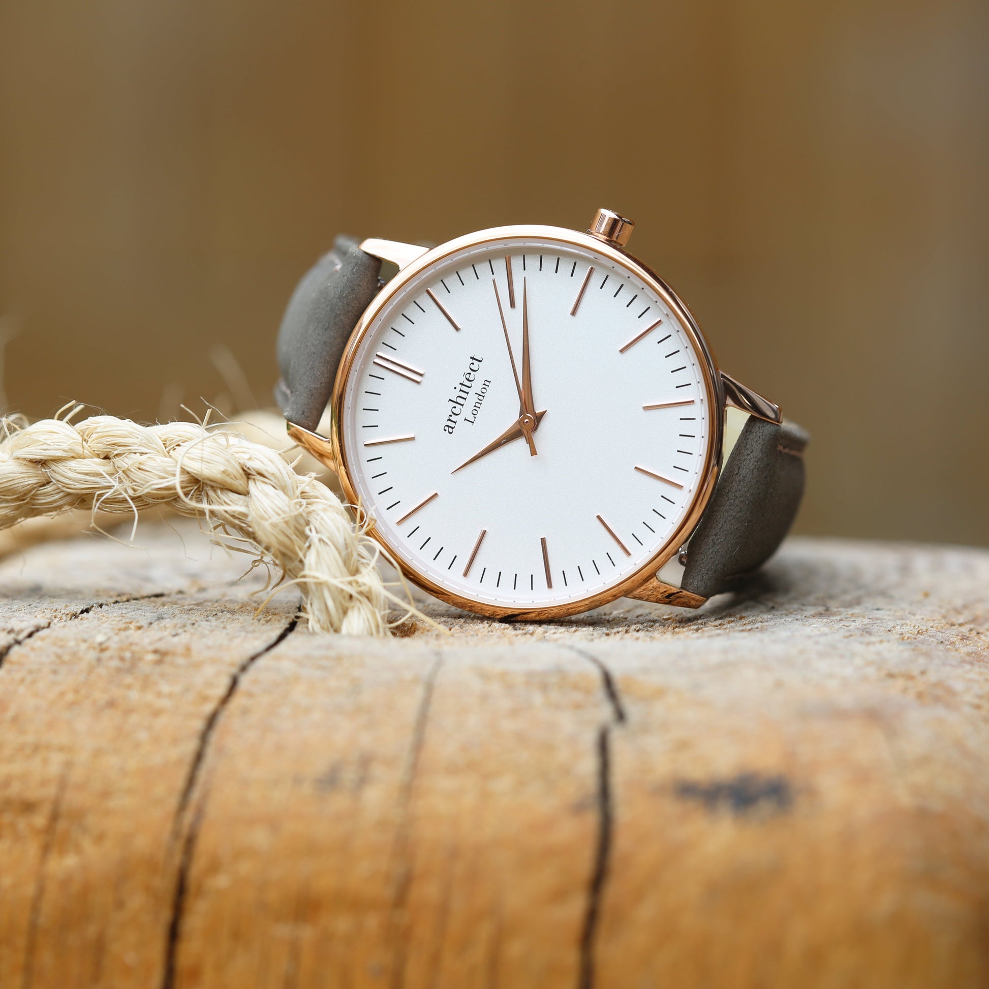 Ladies ArchitÄ“ct Blanc - Handwriting Engraving + Light Grey Strap - Wear We Met