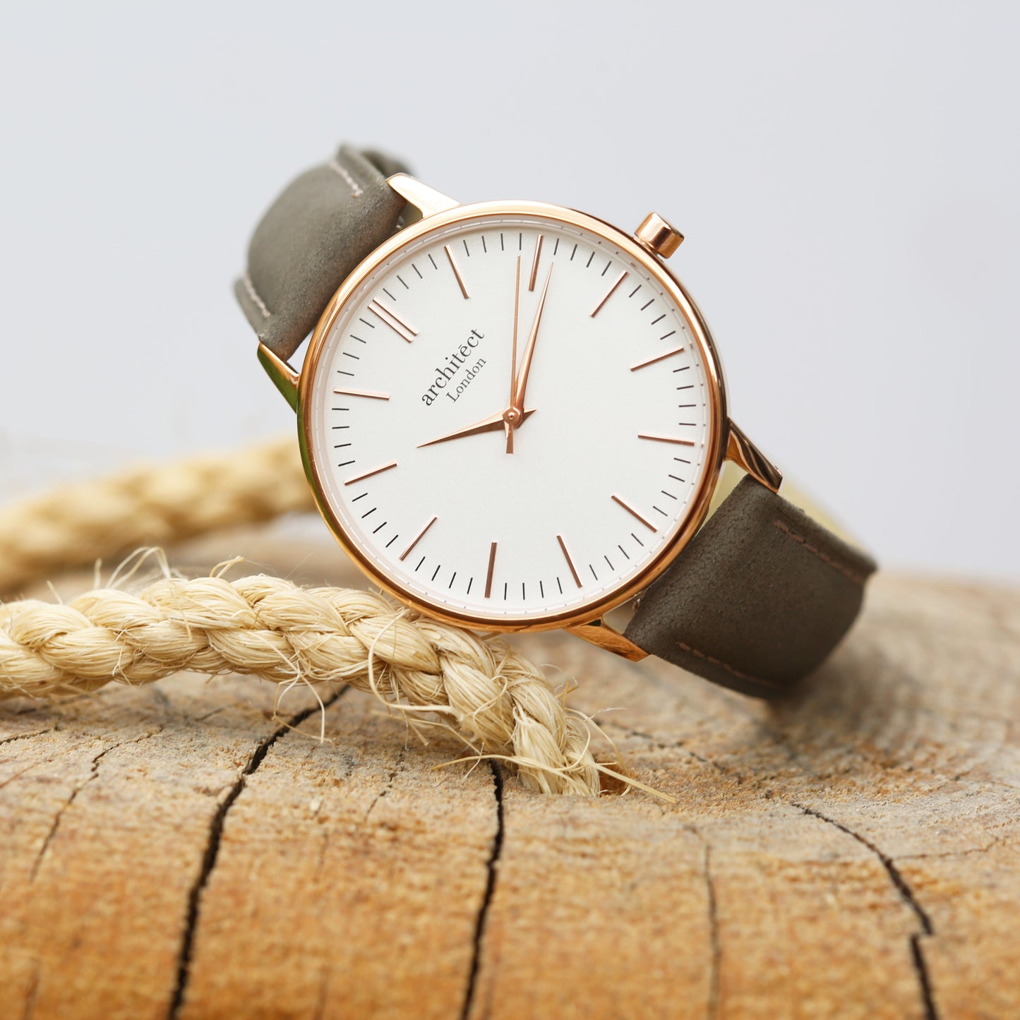 Ladies ArchitÄ“ct Blanc - Handwriting Engraving + Light Grey Strap - Wear We Met