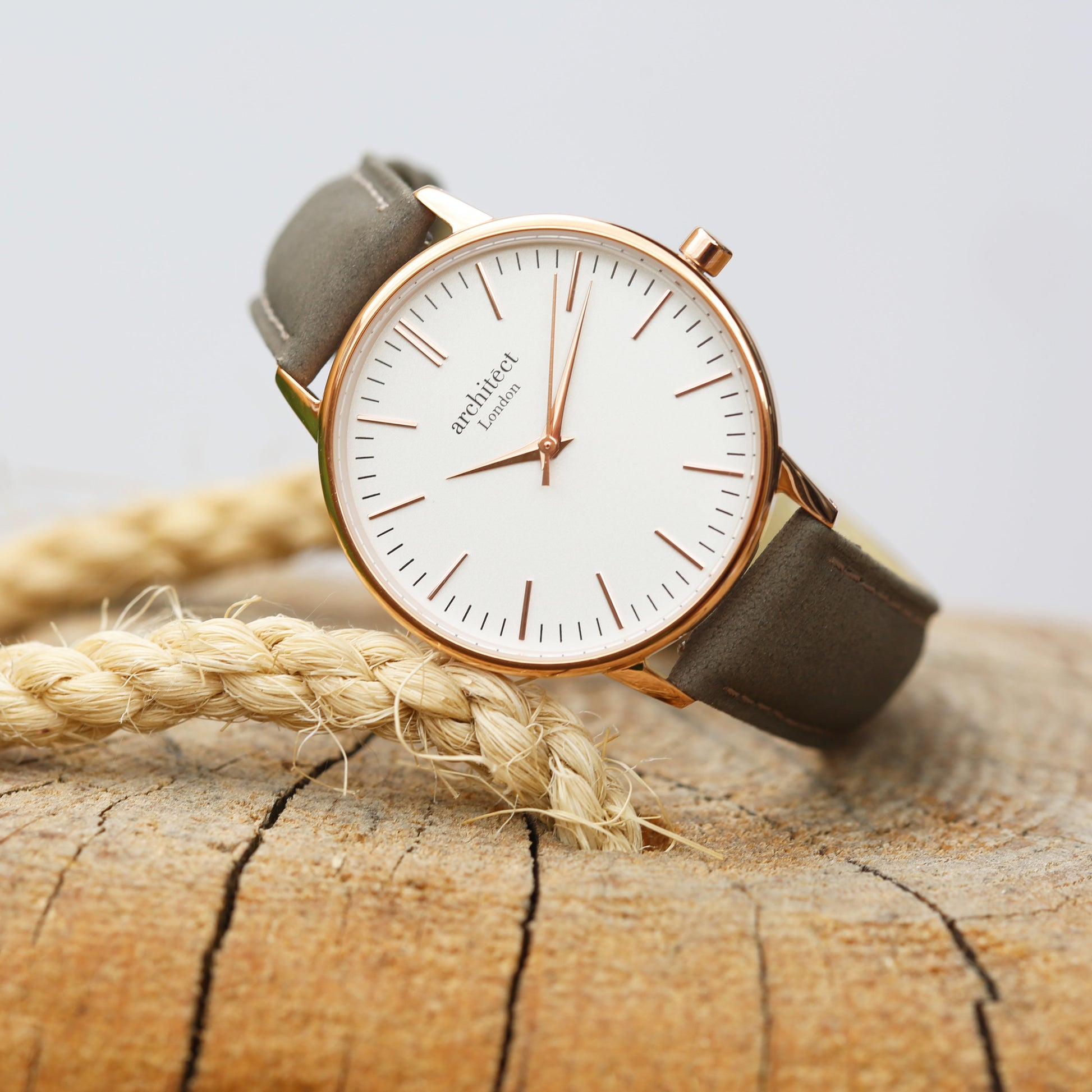 Ladies ArchitÄ“ct Blanc - Handwriting Engraving + Light Grey Strap - Wear We Met