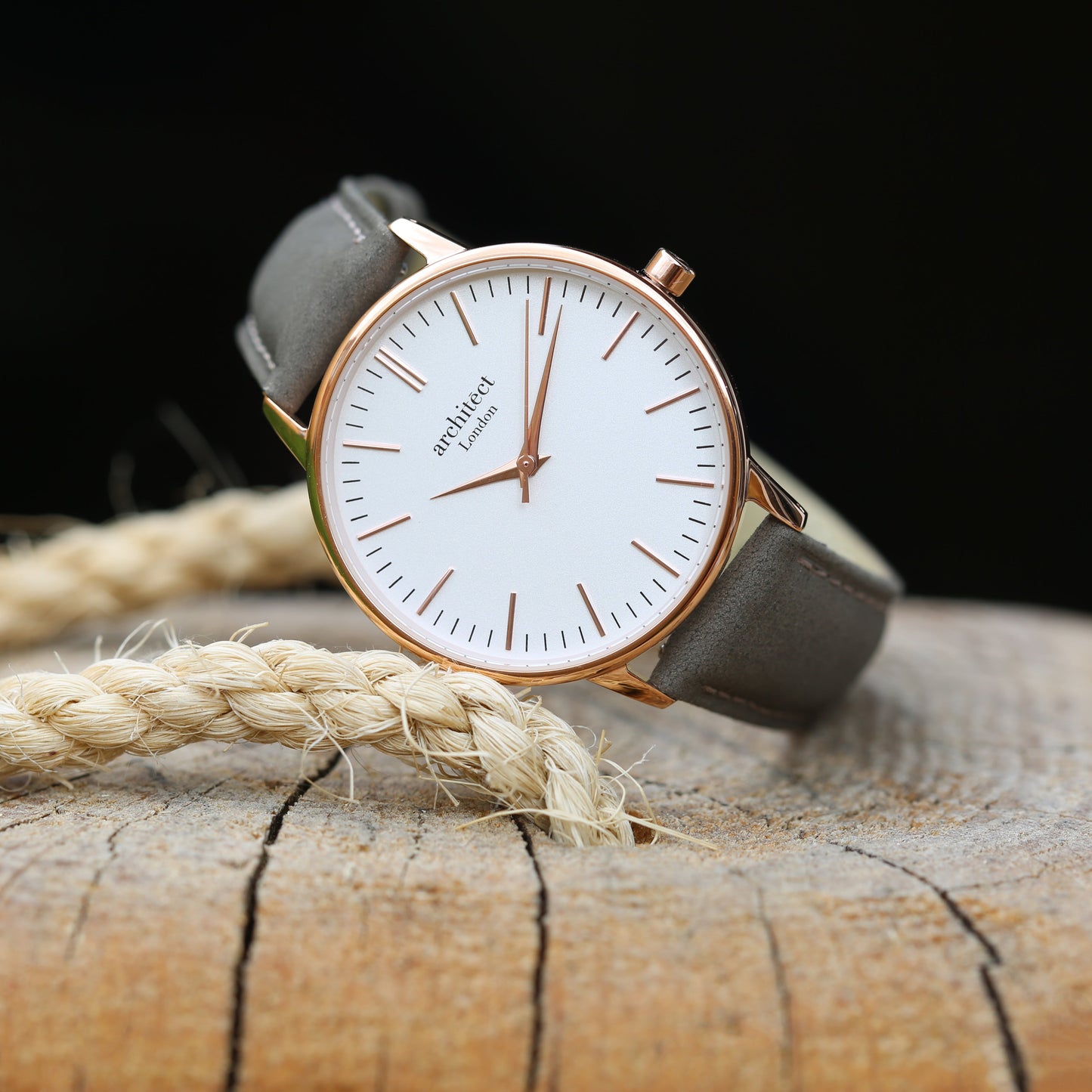 Ladies ArchitÄ“ct Blanc - Handwriting Engraving + Light Grey Strap - Wear We Met