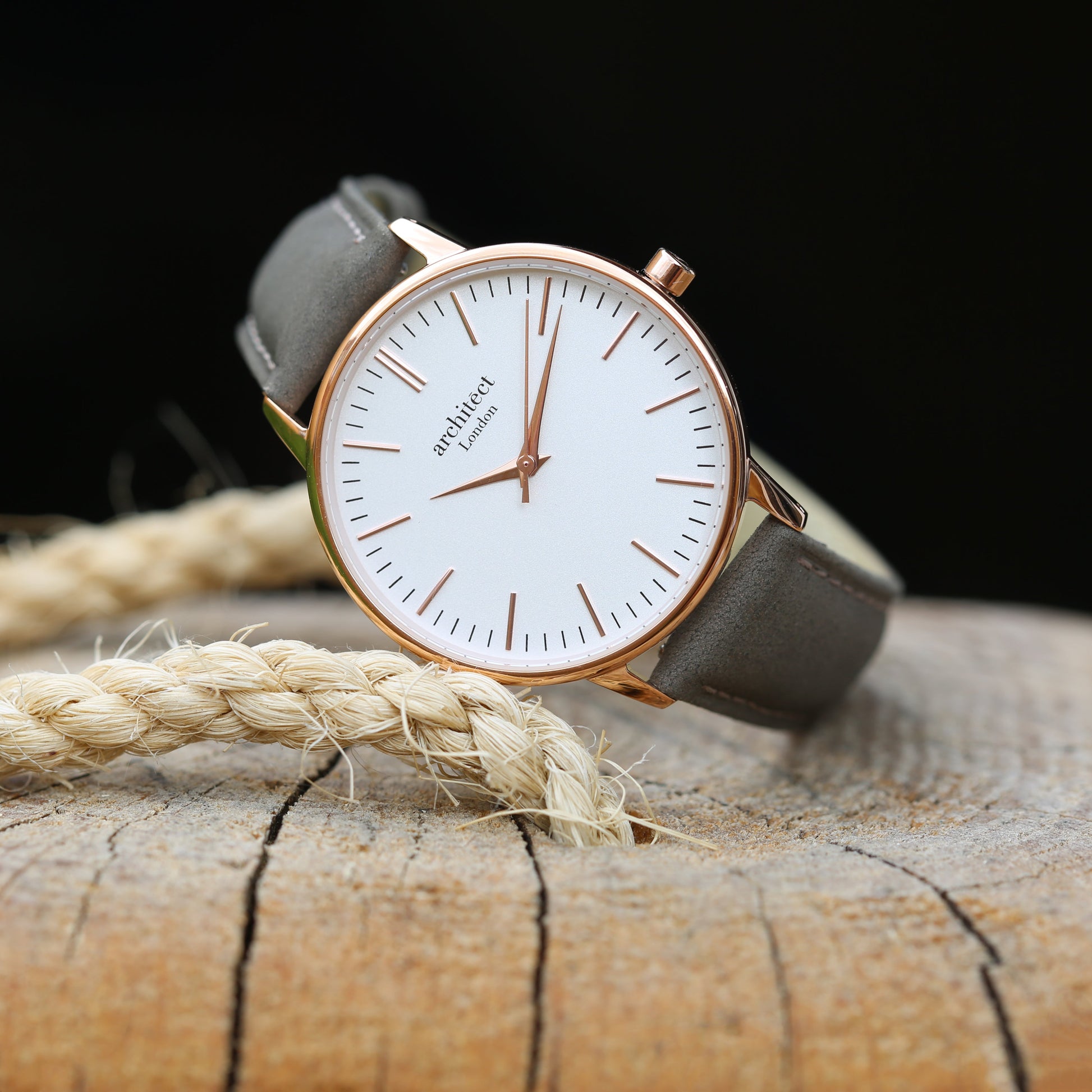 Ladies ArchitÄ“ct Blanc - Handwriting Engraving + Light Grey Strap - Wear We Met